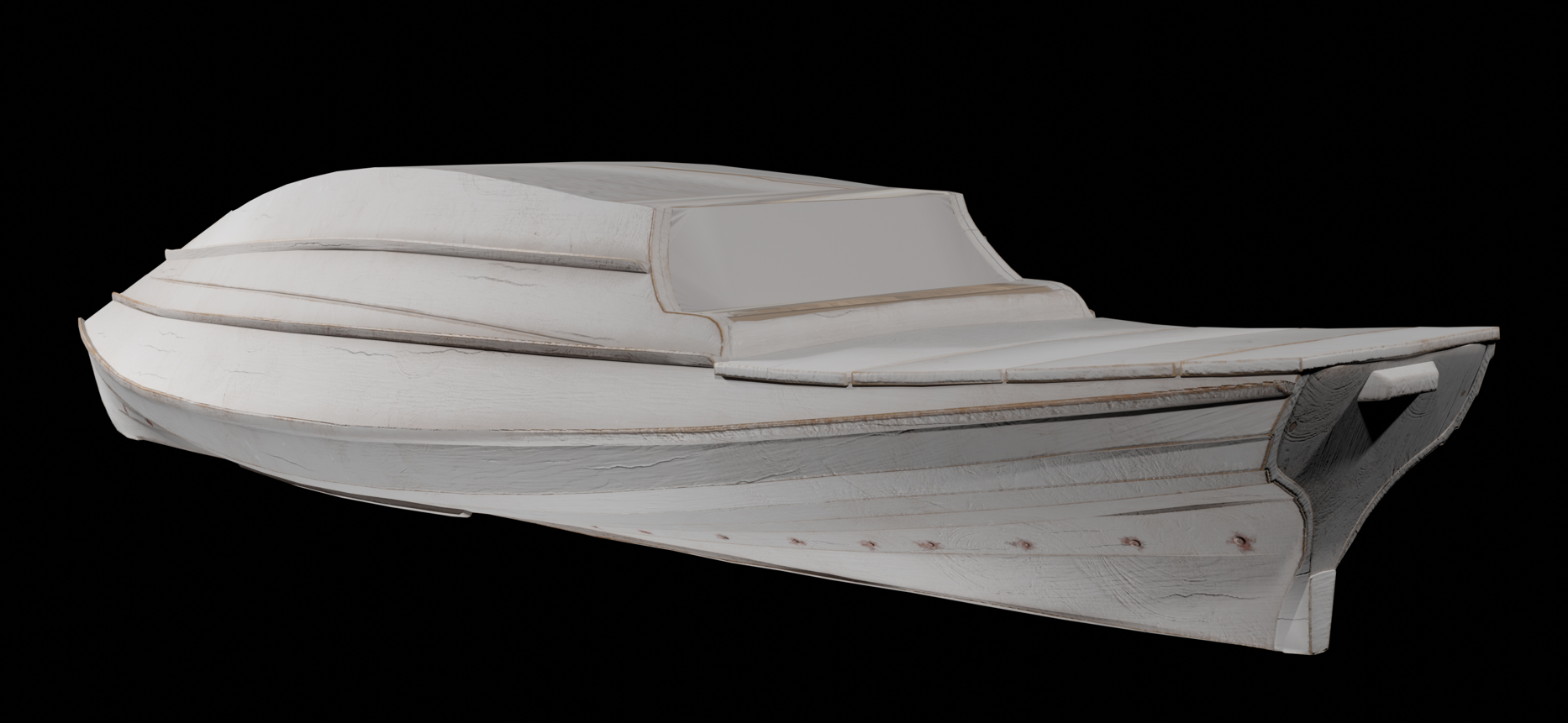 3D model of the gooseboat, all white.